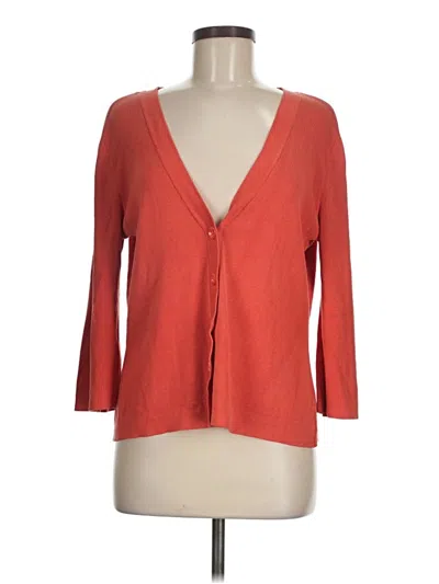 Pre-owned Coldwater Creek Silk Cardigan Sweater In Red