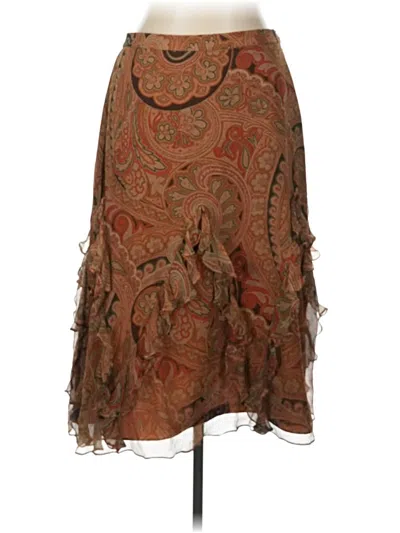 Pre-owned Coldwater Creek Silk Skirt In Brown