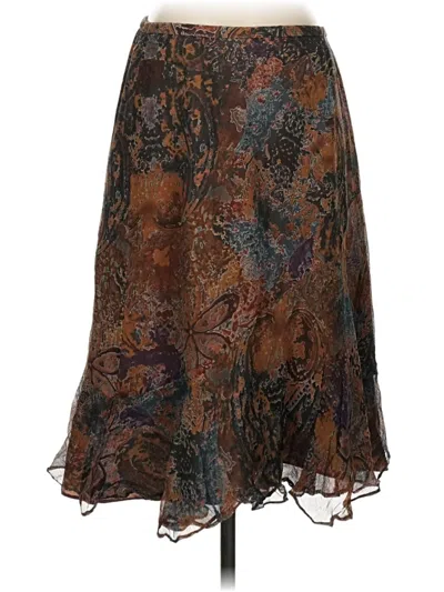 Pre-owned Coldwater Creek Silk Skirt In Brown