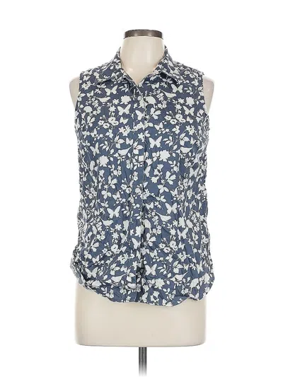 Pre-owned Coldwater Creek Sleeveless Button Down Shirt In Blue