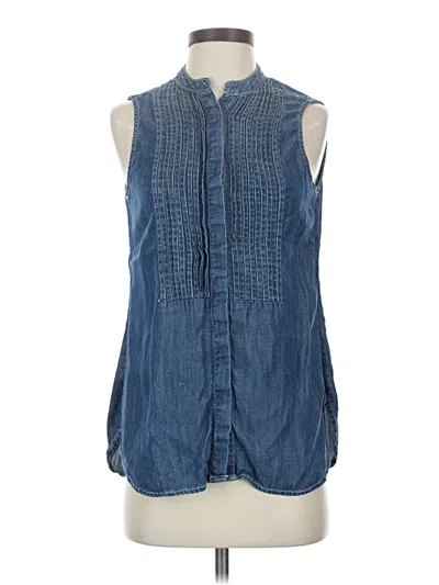 Pre-owned Coldwater Creek Sleeveless Button Down Shirt In Blue