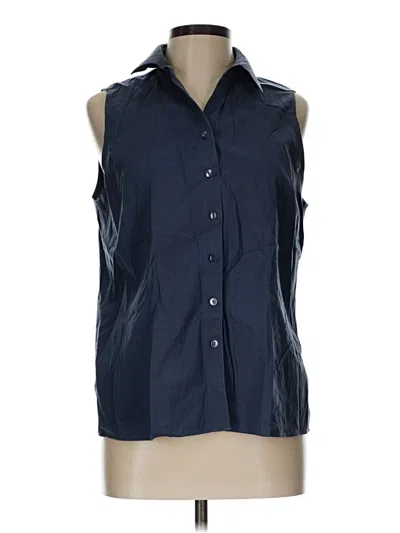 Pre-owned Coldwater Creek Sleeveless Button Down Shirt In Blue