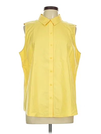 Pre-owned Coldwater Creek Sleeveless Button Down Shirt In Yellow