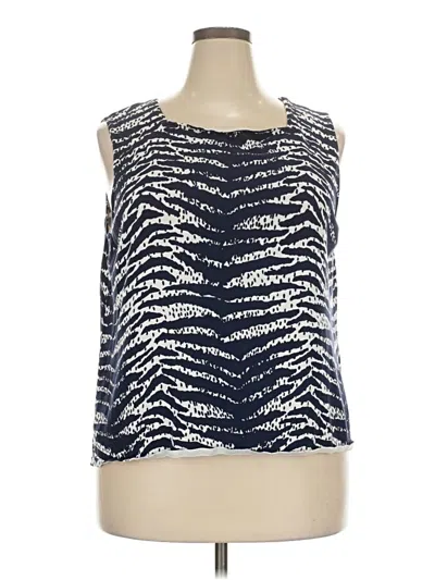 Pre-owned Coldwater Creek Sleeveless Silk Top Blue Boatneck Tops