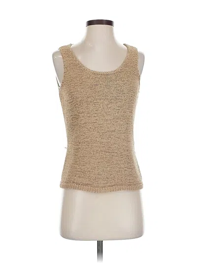 Pre-owned Coldwater Creek Sleeveless Top Tan Scoop Neck Tops In Brown