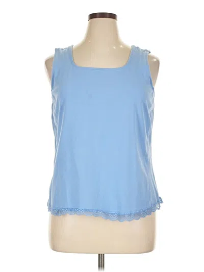 Pre-owned Coldwater Creek Tank Top Blue Ruffles Neckline Tops