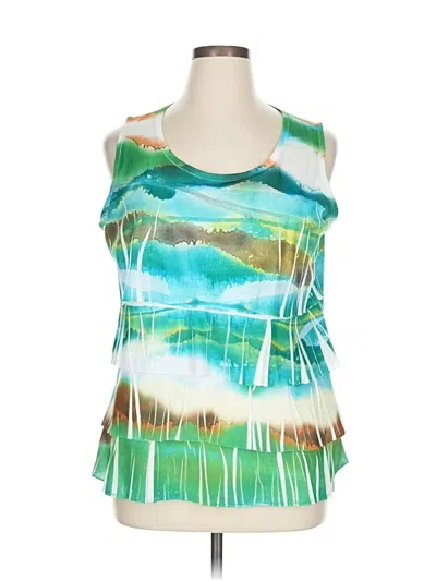 Pre-owned Coldwater Creek Tank Top Green Halter Neckline Tops