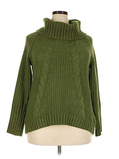 Pre-owned Coldwater Creek Turtleneck Sweater In Green