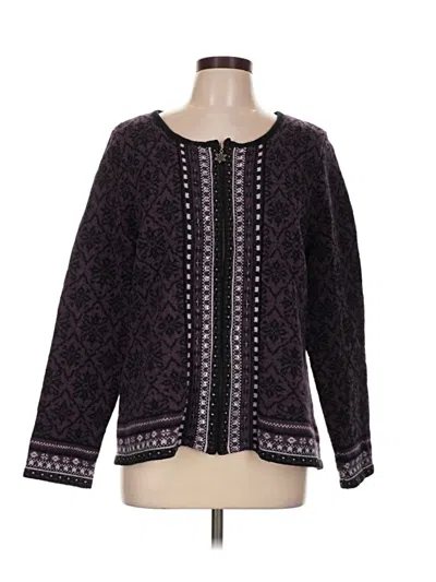 Pre-owned Coldwater Creek Wool Cardigan Sweater In Purple