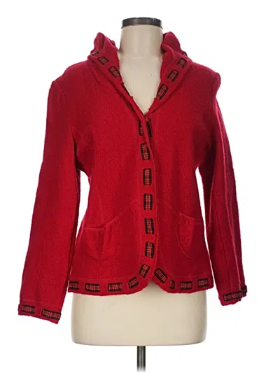 Pre-owned Coldwater Creek Wool Cardigan Sweater In Red