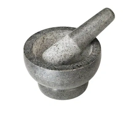 Cole & Mason 5" Granite Mortar & Pestle, Polished Gray Granite