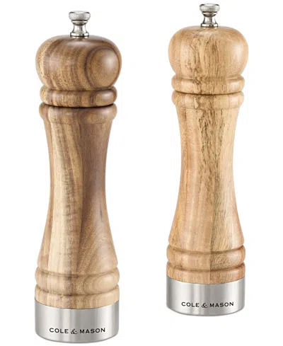 Cole & Mason Camden Acacia Wood Stainless Steel Salt & Pepper Mill Gift Set In Brown