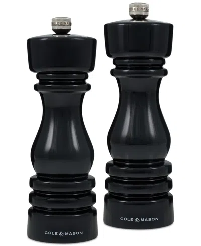Cole & Mason Cole Mason London 7" Wooden Salt & Pepper Mill Gift Set In Black