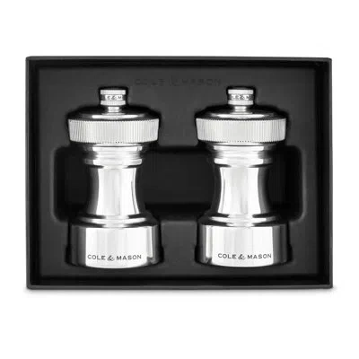 Cole & Mason Hoxton Silver Plated Salt & Pepper Mill Gift Set 4" In White