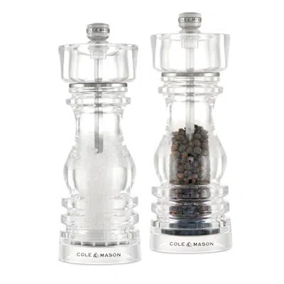 Cole & Mason London Acrylic Salt & Pepper Grinder Set 7" In Transparent