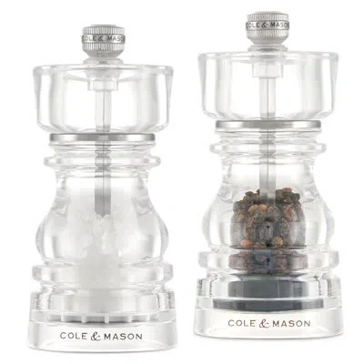 Cole & Mason London Acrylic Salt And Pepper Mill Gift Set 5" In Clear