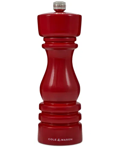 Cole & Mason London Classic Beech Wood 7" Pepper Mill In Red