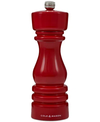 Cole & Mason London Classic Beech Wood 7" Salt Mill In Red