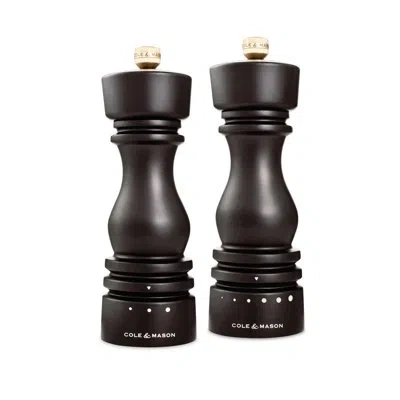 Cole & Mason London Dark Chocolate Grind Select Salt & Pepper Mill Gift Set 7" In Black