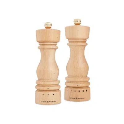 Cole & Mason London Natural Beech Grind Select Salt & Pepper Mill Gift Set 7" In Brown