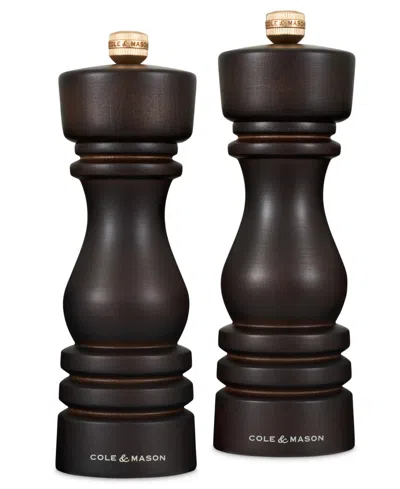 Cole & Mason London Wooden 7" Salt & Pepper Mill Gift Set In Dark Brown