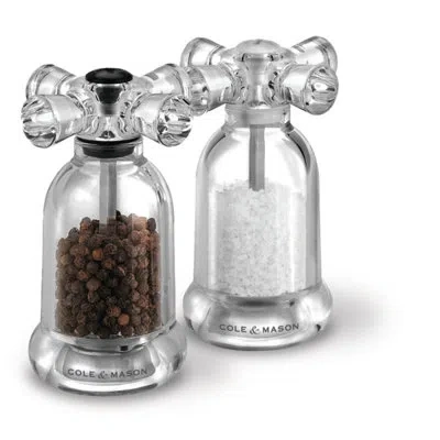 Cole & Mason Tap Salt & Pepper Mill Set, 4.5" In Clear