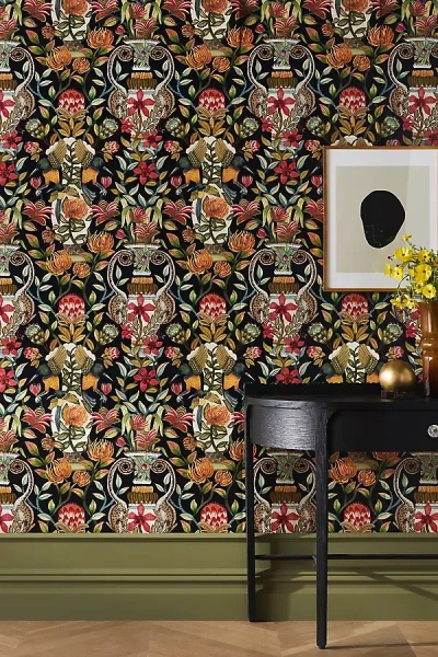 Cole & Son Protea Garden Wallpaper In Black