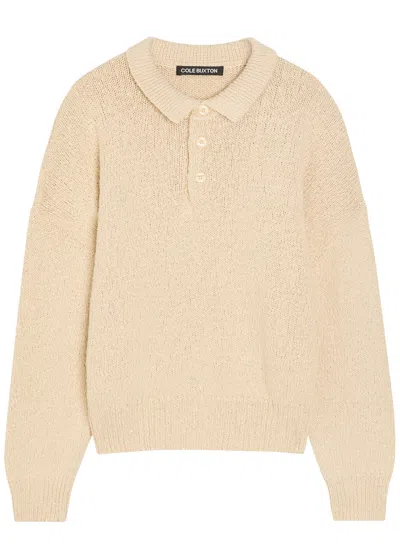 Cole Buxton Beach Textured-knit Cotton Polo Jumper In Brown