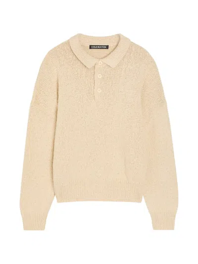 Cole Buxton Beach Textured-knit Cotton Polo Jumper In Brown