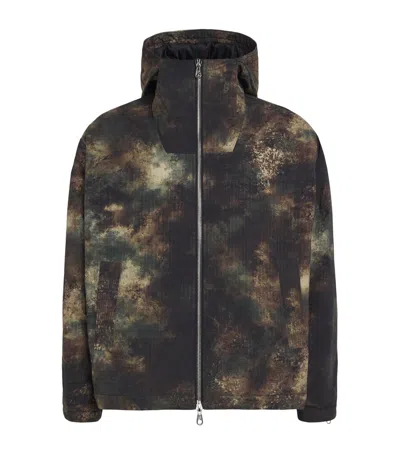 Cole Buxton Canvas Camo Print Cropped Parka Jacket In Black
