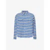 Cole Buxton Mens Blue Black White Checked Logo-embroidered Cotton Shirt In Blue Black White