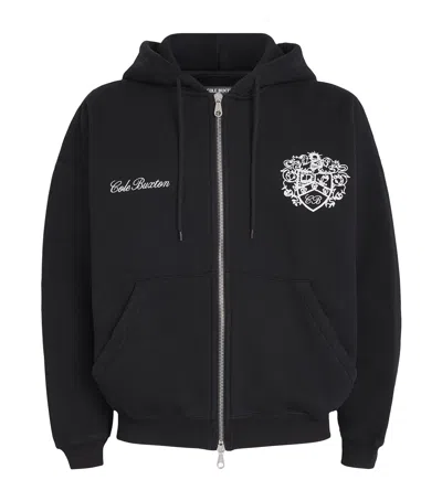 Cole Buxton Collegiate Crest Zip-up Hoodie In Black