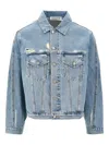 Cole Buxton Distressed Denim Jacket In Blue