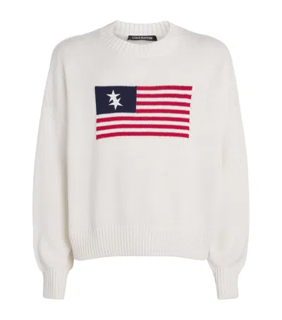Cole Buxton Cotton Knit Two-star Flag Sweater In White