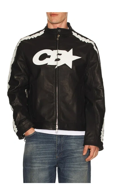 Cole Buxton Decal Racer Jacket In Black