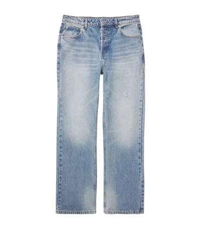 Cole Buxton Distressed Straight Jeans In Blue