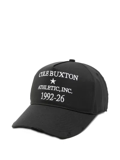 Cole Buxton Embroidered Distressed Baseball Cap In Black