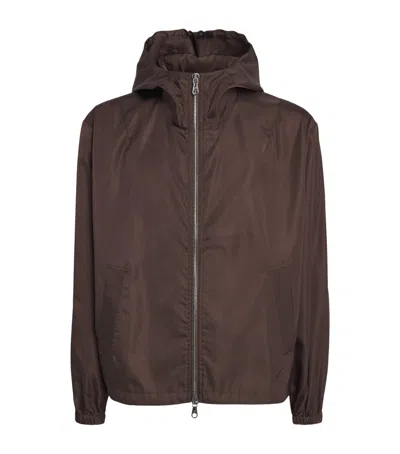 Cole Buxton Gabardine Windbreaker Jacket In Brown