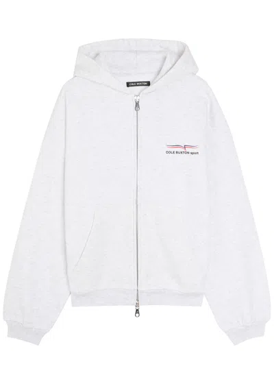 Cole Buxton Hooded Printed Cotton Sweatshirt In White
