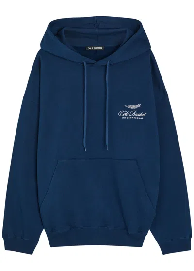 Cole Buxton International Hooded Logo-embroidery Cotton Sweatshirt In Blue