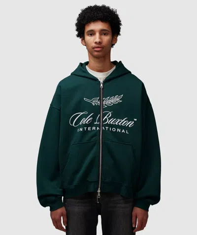 Cole Buxton International Zipped Hoodie In Forest Green
