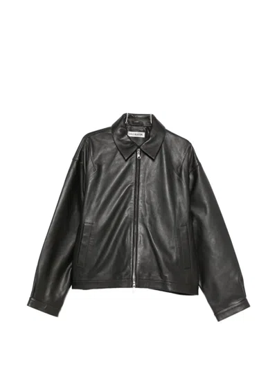 Cole Buxton Leather Zip-up Jacket In Multi