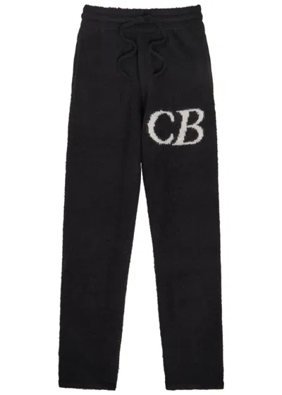 Cole Buxton Logo-intarsia Brushed Wool-blend Trousers In Black