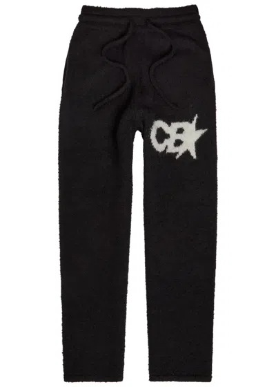 Cole Buxton Logo-intarsia Brushed Wool-blend Trousers In Black