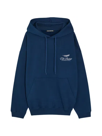 Cole Buxton Logo-embroidered Drawstring Hoodie In Blue