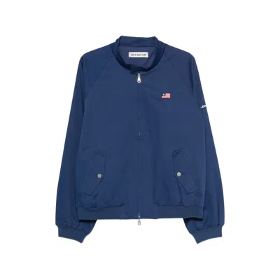 Cole Buxton Logo-print Cotton Bomber Jacket In Blue