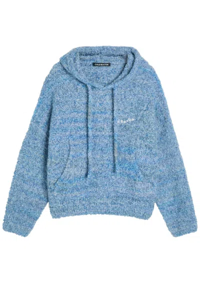 Cole Buxton Melange Hooded Bouclé Jumper In Blue