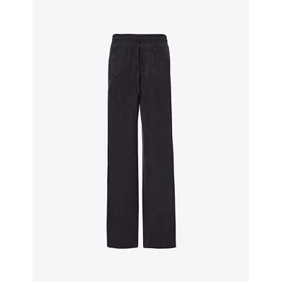 Cole Buxton Mens Black Tonal Stripe Relaxed-fit Straight-leg High-rise Woven Trousers