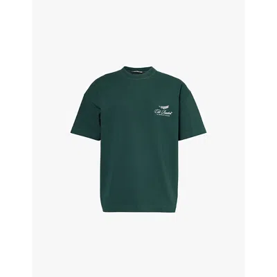 Cole Buxton Mens Forest Green International Brand Embroidery Relaxed-fit Cotton-jersey T-shirt