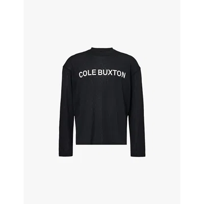 Cole Buxton Mens Vintage Black Branded Long-sleeved Woven T-shirt